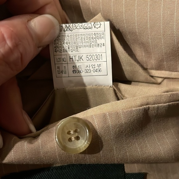 The Hunt Sz L cotton khaki with white subtle pinstripes  unlined blazer - Picture 6 of 8